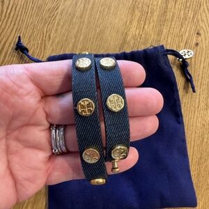 TORY BURCH Wrap Bracelet- Blue Denim